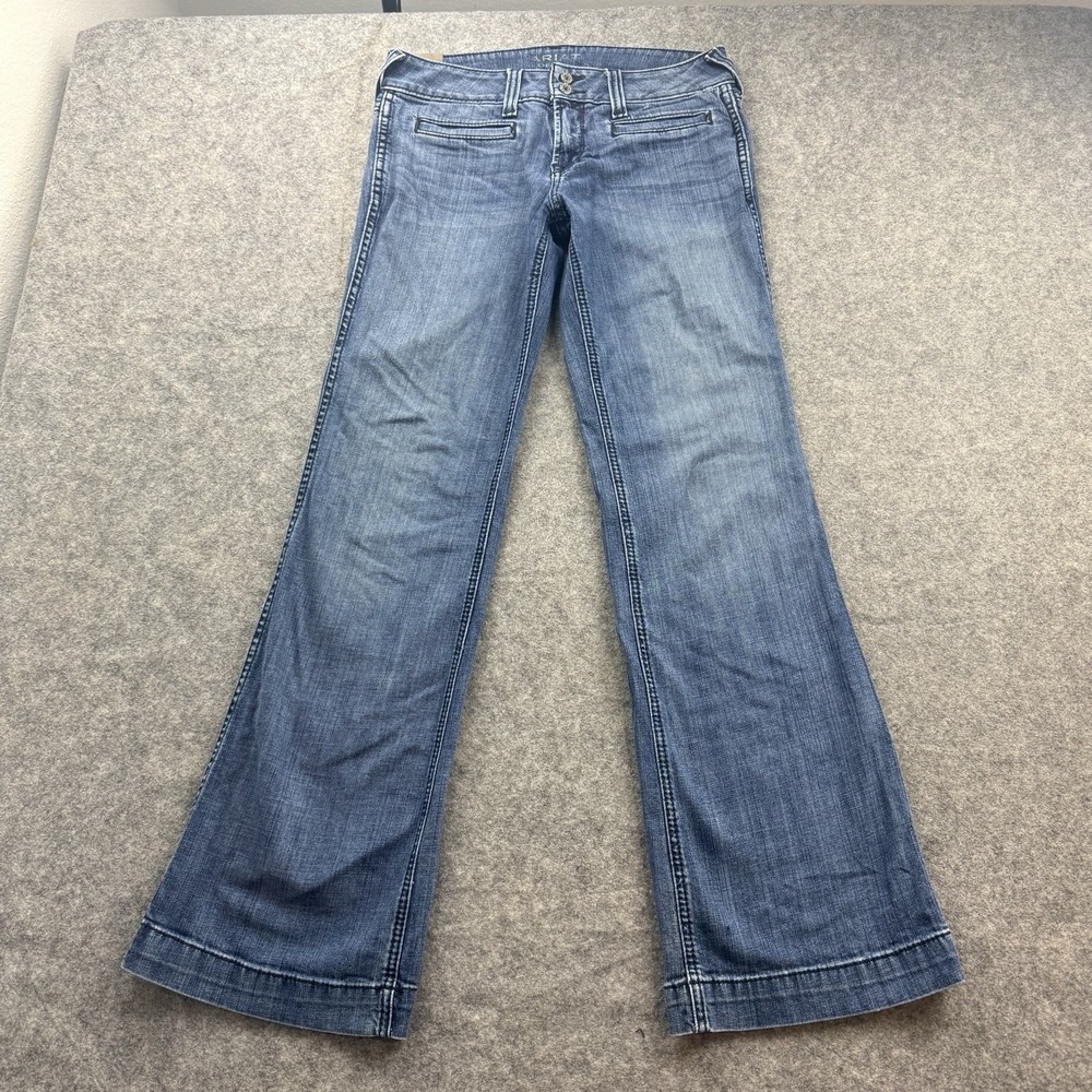 Ariat Denim Trouser Jeans Women 28x32 Blue Stretch Outseam Ella Wide Leg